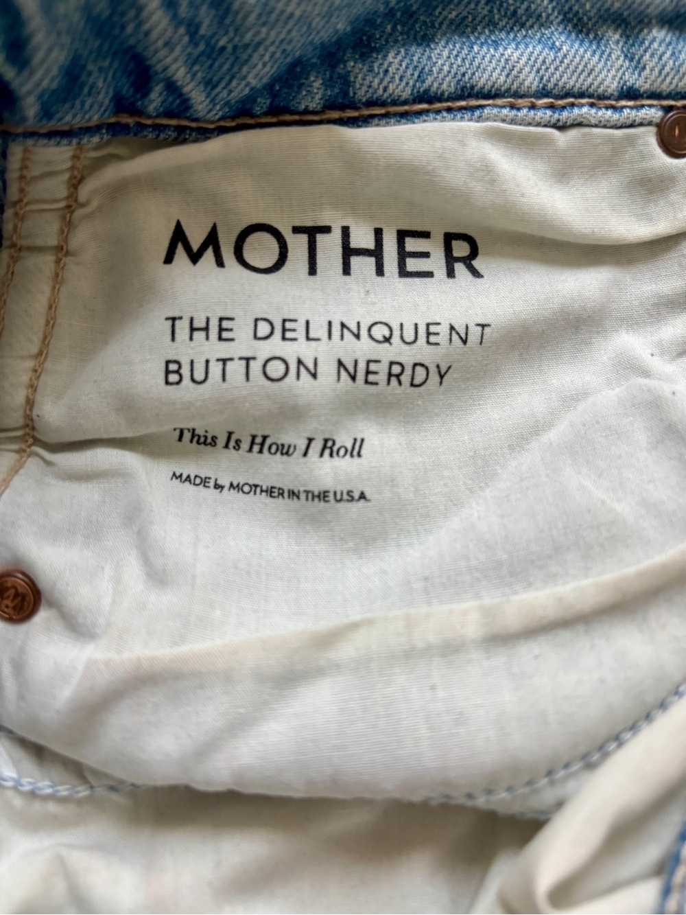 Mother the delinquent button nerdy jeans